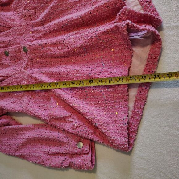 Pink Concert Utility Romper Jumpsuit Barbiecore Festival Sequins Swiftie Small - Picture 5 of 9